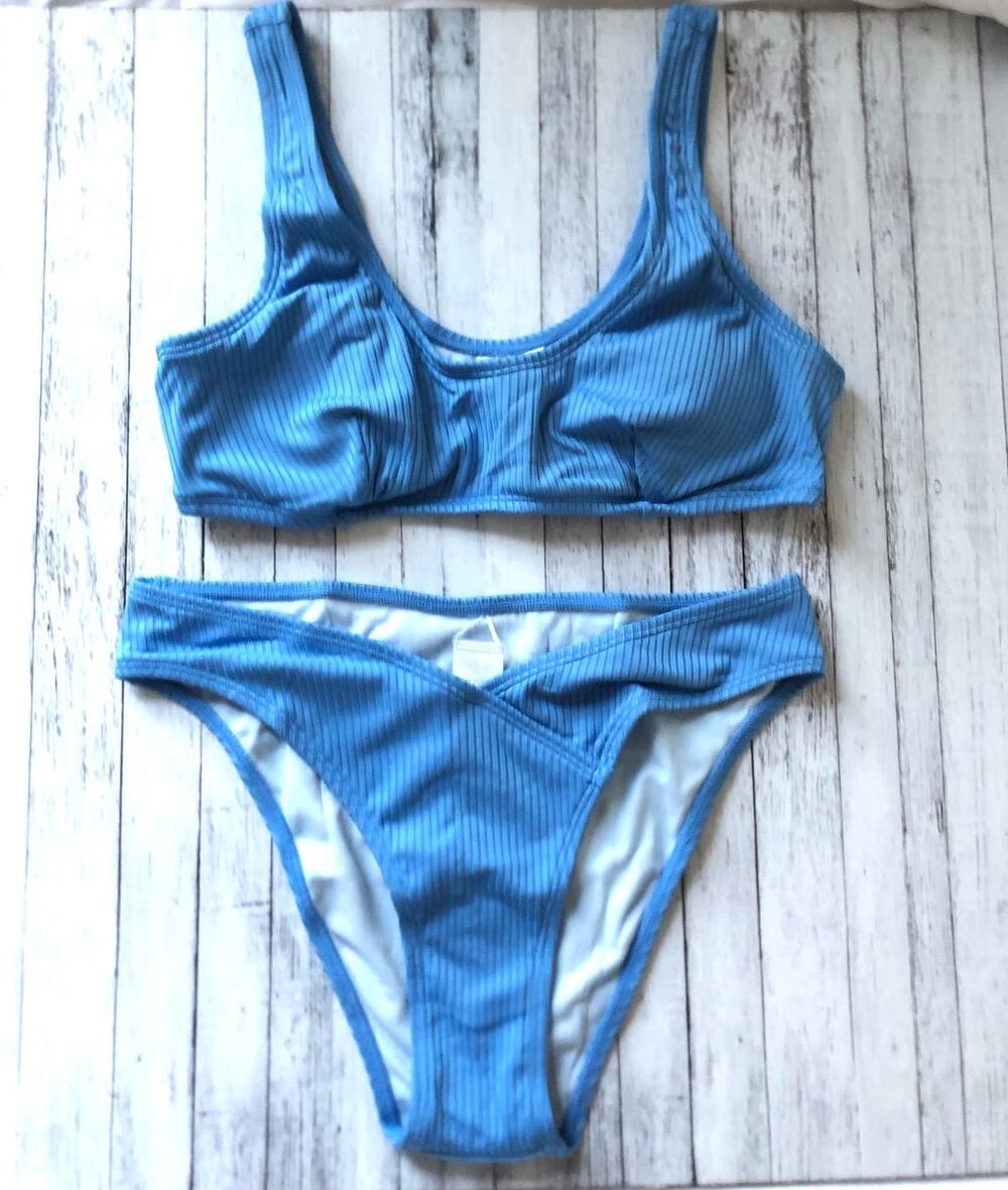 Cupshe two-piece bathing suit blue size small